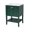 NicBex 24" Bathroom Storage Cabinet with Single Sink Bathroom Cabinets with 2 Spacious Cabinet Doors, 1 Open Shelf for Bathroom, Green - 3 of 4