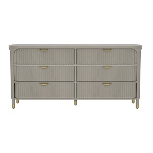 Manhattan Comfort 68" Park Solid Wood 6 Drawer Double Dresser Gray : Target