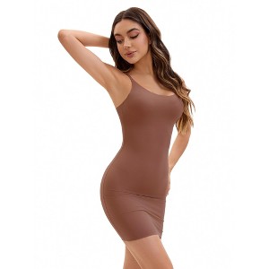 INSPIRE CHIC Women's Adjustable Spaghetti Strap Full Slips Tummy Control Under Dress Nightwear - 1 of 4