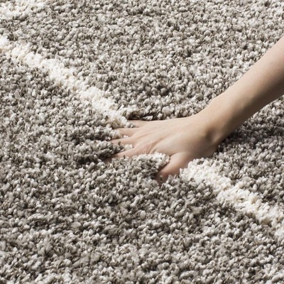 Grey and Ivory Diamond Shag Synthetic 10' x 14' Area Rug