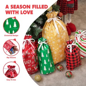 Joyfy 36-Pack Christmas Drawstring Gift Bags - Assorted Sizes (Large/Medium/Small) Reusable Holiday Present Wrapping & Party Favors - 1 of 4