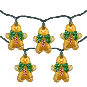 Northlight 10ct Gingerbread Man Christmas Lights, Clear Lights, Green Wire - 1 of 4