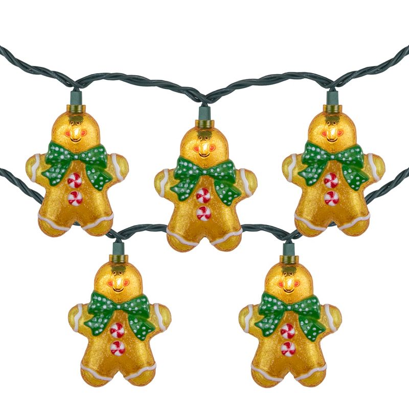Northlight 10ct Gingerbread Man Christmas Lights, Clear Lights, Green Wire, 1 of 5