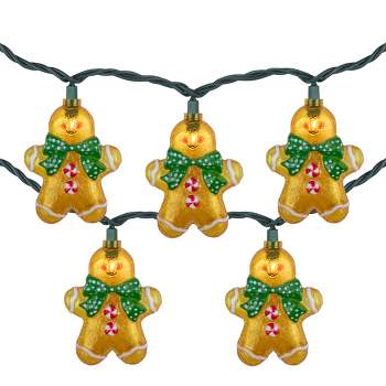Northlight 10ct Gingerbread Man Christmas Lights, Clear Lights, Green Wire