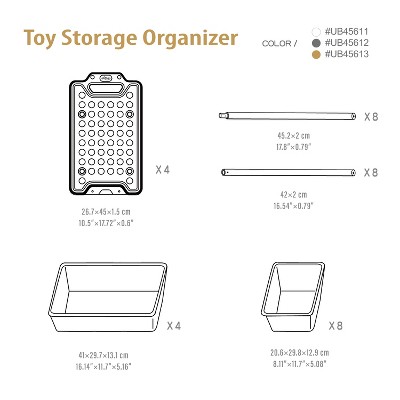 White Multi-Bin Toy Organizer with Removable Storage Bins