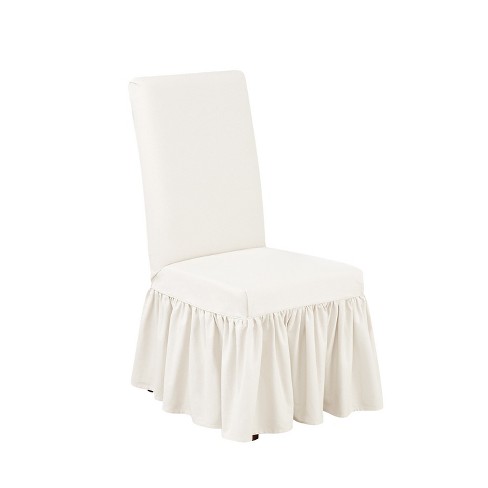 Essential Twill Ruffle Dining Room Chair Slipcover White Sure Fit Target