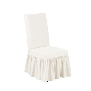 Essential Twill Ruffle Dining Room Chair Slipcover White - Sure Fit