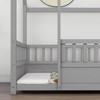 CAVINAS Twin Size Bed Frame, Wooden Bed with House Roof Frame for Children, Floor Platform Bed with Fence Guardrails - 3 of 4