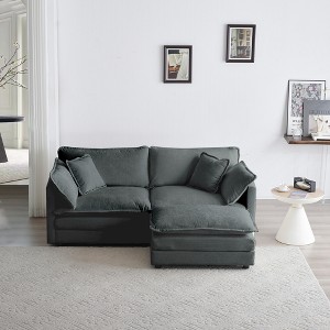 GDFStudio Yule Modern 76.7" Chenille Upholstered Loveseat with Pillows - 1 of 4