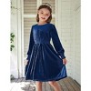 Arshiner Girls Long Sleeve Dress Velvet Crew Neck Midi Fall Vintage Plain Dress for Kids - 4 of 4