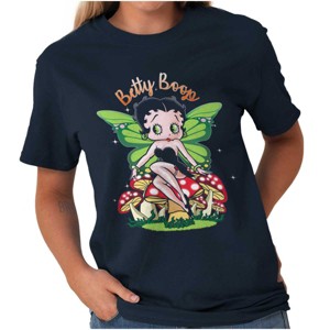 Betty Boop Mushroom Fairy Wings Womens Graphic T Shirt Tees Brisco Brands - 1 of 1