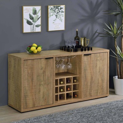 Rustic Brown Mango Wood Sideboard with Wine Storage