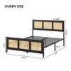 Rattan Bed Frame with Headboard, Strong Metal Slats Support, Noise-Free Design, No Box Spring Needed - 2 of 4