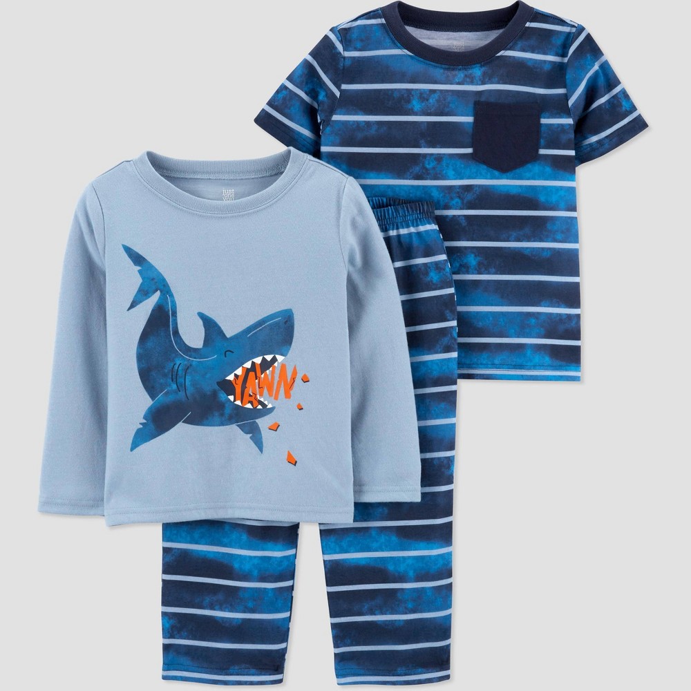 size 5T Toddler Boys' 3pc Sharks Pajama Set - Just One You made by carter's Blue 5T