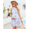 Clearlove Maternity Halter Neck Dress Summer Casual Sleeveless High Waisted Flowy Pregnancy Dresses - 2 of 4