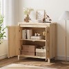Accent Rattan Storage Cabinet, Modern Sideboard Buffet Cabinet with Door and Adjustable Shelf & Solid Wood Feet,for Living Room, Dining Room - 2 of 4