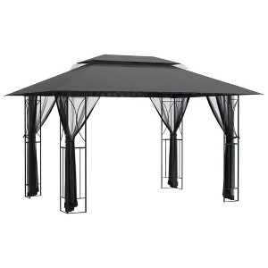 vidaXL Gazebo Outdoor Canopy with Sidewalls for Porch Garden Anthracite Steel - 157.5" x 118.1" x 106.3" - 1 of 4