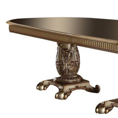 Vendome Gold Patina & Bone Extendable Solid Wood Dining Table