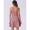 Allegra K Women's Plaid Zipper Front Strap Sleeveless Mini Party A-Line Dress - 4 of 4