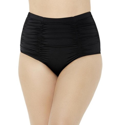 Black Womens Plus Size Swim High Waisted Bikini Brief