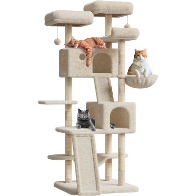 66" Tall Cat Tree Tower for Large Cats 20 Lbs+, Heavy Duty Indoor Cat Condo with Hammocks & Scratching Posts