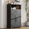 Jojoka Farmhouse Black Storage Cabinet with Doors and Drawers, Freestanding Bathroom Cabinet for Kitchen - 2 of 4