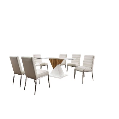 7pc Eppie Dining Set White - miBasics