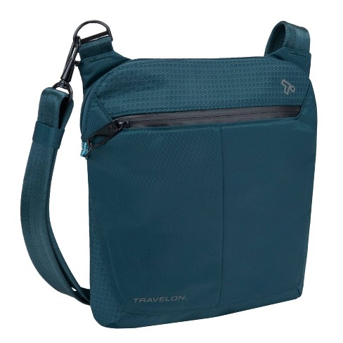 Travelon RFID Anti-Theft Essential Crossbody Bucket Messenger Bag -  Midnight Blue