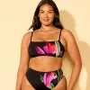 Women's Floral Print High Shine Bralette Bikini Top - Shade & Shore™ Black - 4 of 4