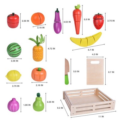 Colorful Wooden Pretend Play Food Set with Cutting Tools