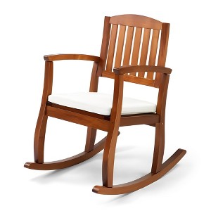 Karl Home | 36 in. Solid Wood Outdoor Rocking Chair with Cushion - 1 of 4