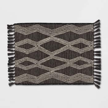 Modern Diamond Tapestry Rectangular Woven Outdoor Rug Charcoal Gray - Threshold™