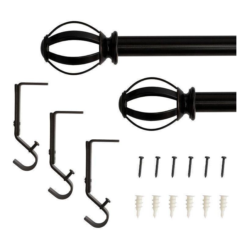 28&#34;-48&#34; Decorative Drapery Single Rod Set with Cage Ball Finials Oil Rubbed Bronze - Lumi Home Furnishings, 6 of 7
