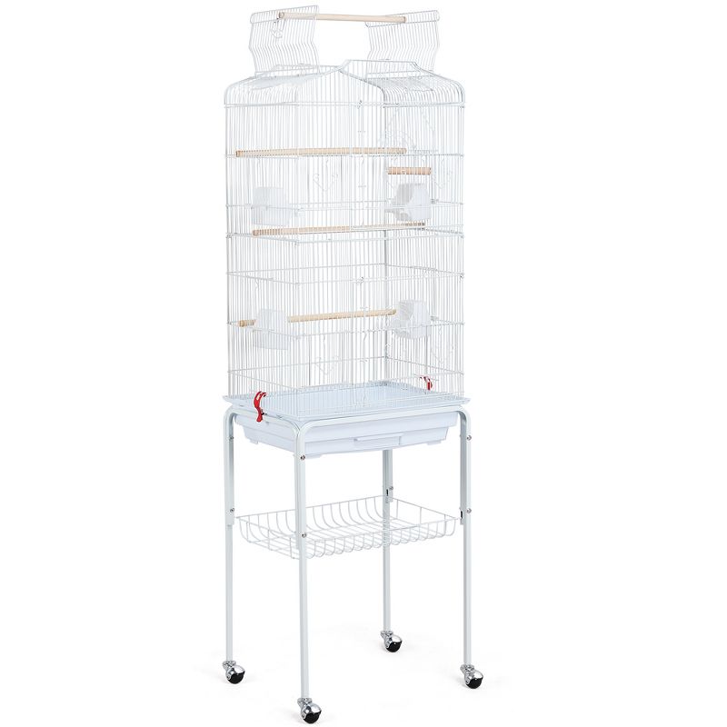 Yaheetech Open Top Metal Bird Cage Large Rolling Parrot Cage With Stand, 1 of 11