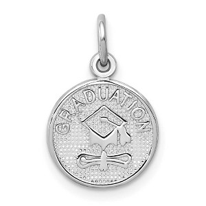 Black Bow Jewelry 14k White Gold Graduation Disc Charm or Pendant, 11mm - 1 of 4
