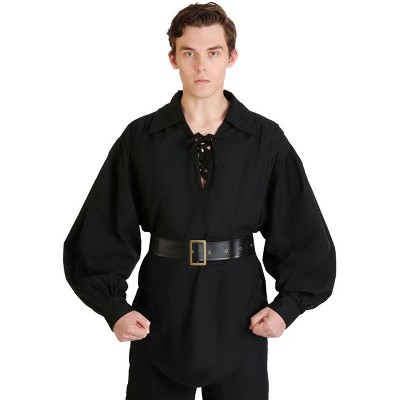 HalloweenCostumes.com One Size  Men  Mens Pirate Costume Shirt with Belt | Black, Black