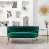 SEYNAR Modern 51'' Velvet Tufted Loveseat Open Back with Golden Metal Legs - 4 of 4