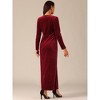 INSPIRE CHIC Women's Elegant V Neck Long Sleeve High Waist Split Hem Dress - 4 of 4