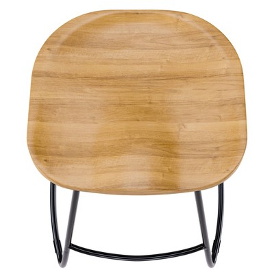 Sleek Black 21.7" Backless Wood & Metal Counter Stool