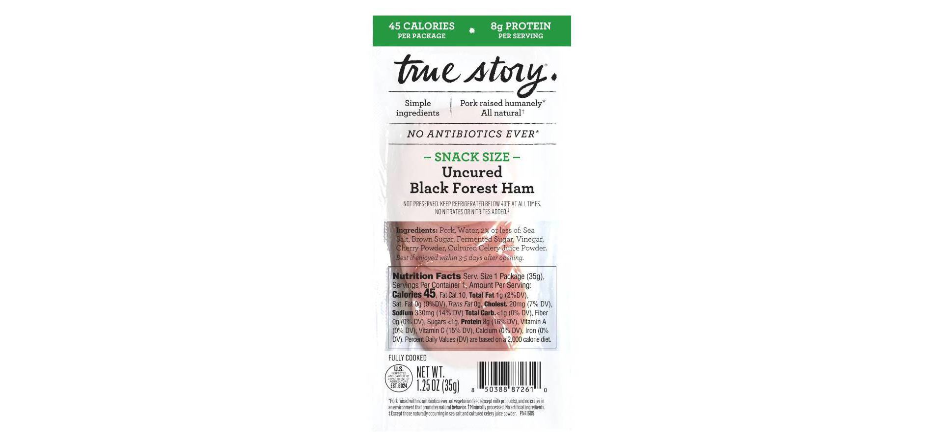 True Story Single Serve Uncured Ham Snack - 1.25oz