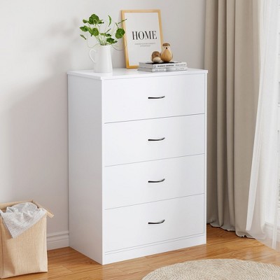 SUGIFT Dresser with 4 Drawers Small Wooden Dresser Vertical Storage Organizer for Bedroom