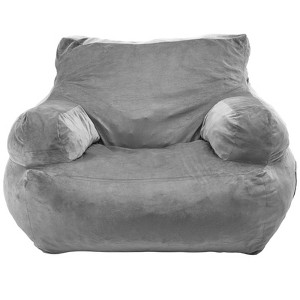VEVOR Bean Bag Chair, BeanBag Sofa Chair with Armrests for Adults, Fluffy Plush & High-Density Foam Filling Adult Bean Bag with Zapper, Grey - 1 of 4
