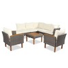 9 Piece Patio Rattan Furniture Set with Washable Cushions, Outdoor Conversation Set with Acacia Wood, PE Rattan Sectional Sofa Set with Table-Koiai - 4 of 4