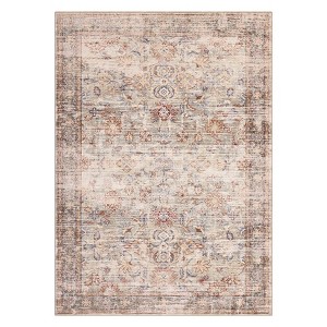Area Rug, Non Slip Non Shedding Persia-Falling Flowers Carpet, 1200GSM Polyester 350GSM Velvet Washable Foldable Simulation Printed Carpet - 1 of 4