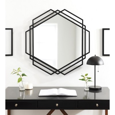 Kona 32x31 Black Iron Hexagon Bathroom Vanity Mirror
