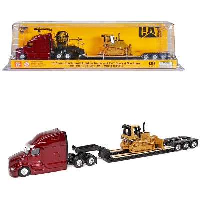 Kenworth T880 Sbfs Sleeper Tandem Tractor Black W/trailer u0026 Cat 320d L  Hydraulic Excavator 1/87 Diecast Model By Diecast Masters : Target