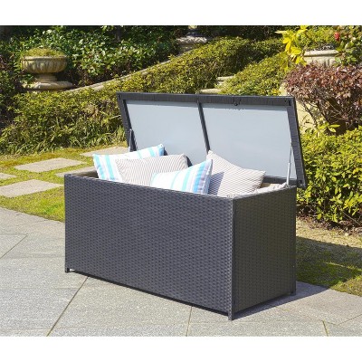 Cosima 53 Inch Black PE Rattan Outdoor Storage Box