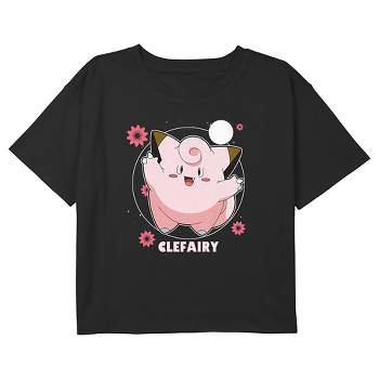 Girl's Pokemon Clefairy Moonlit Dance Crop Top T-Shirt