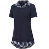 YESFASHION Women's Short Sleeve Contrast Collared Shirts Patchwork Work Blouse Tunics Tops - 2 of 4