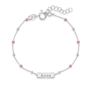 Girls' Dainty Enamel Bead ID Bracelet Sterling Silver - In Season Jewelry - 1 of 4